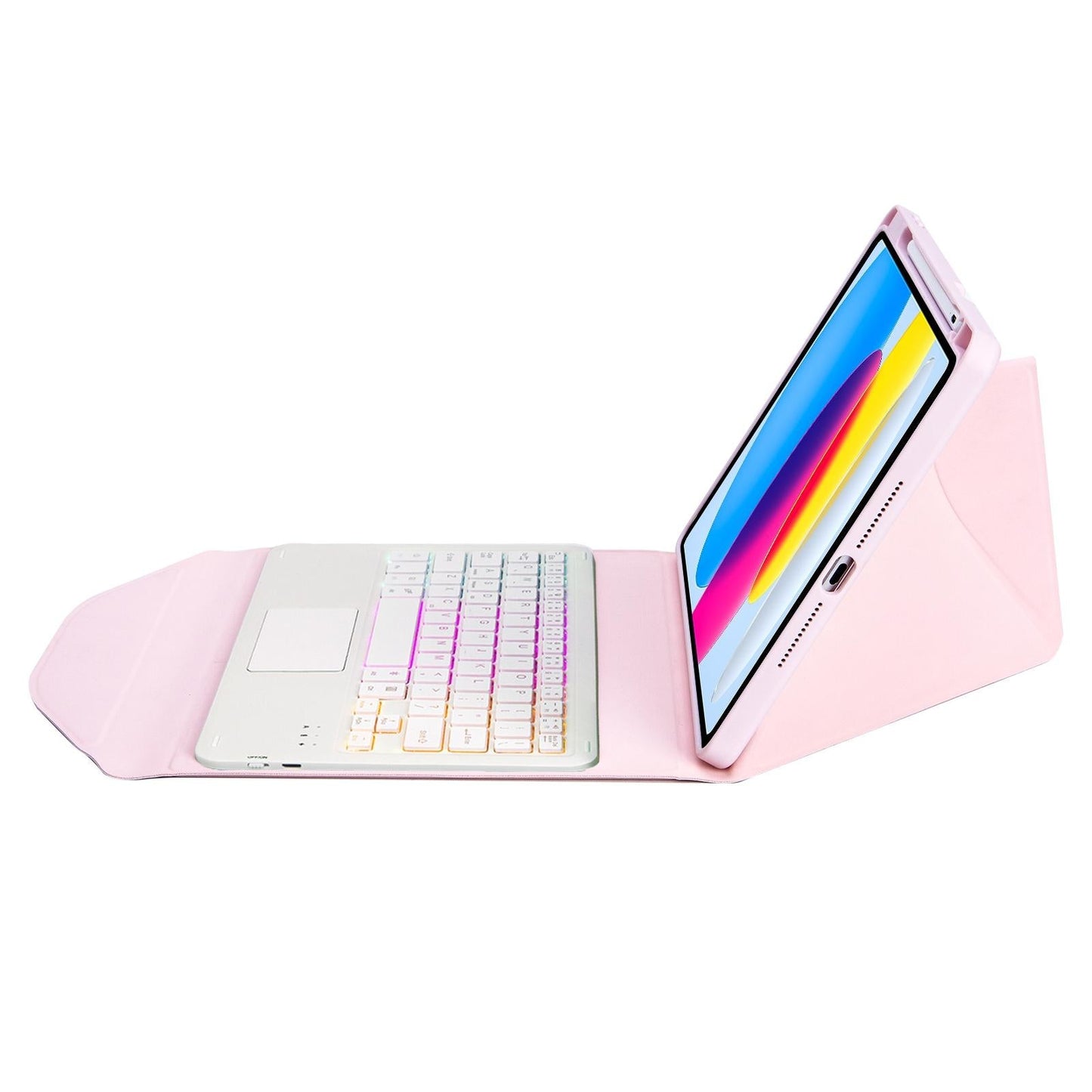 Touchpad Bluetooth Keyboard Leather Tablet Case With Pen Slot And Backlight - Black