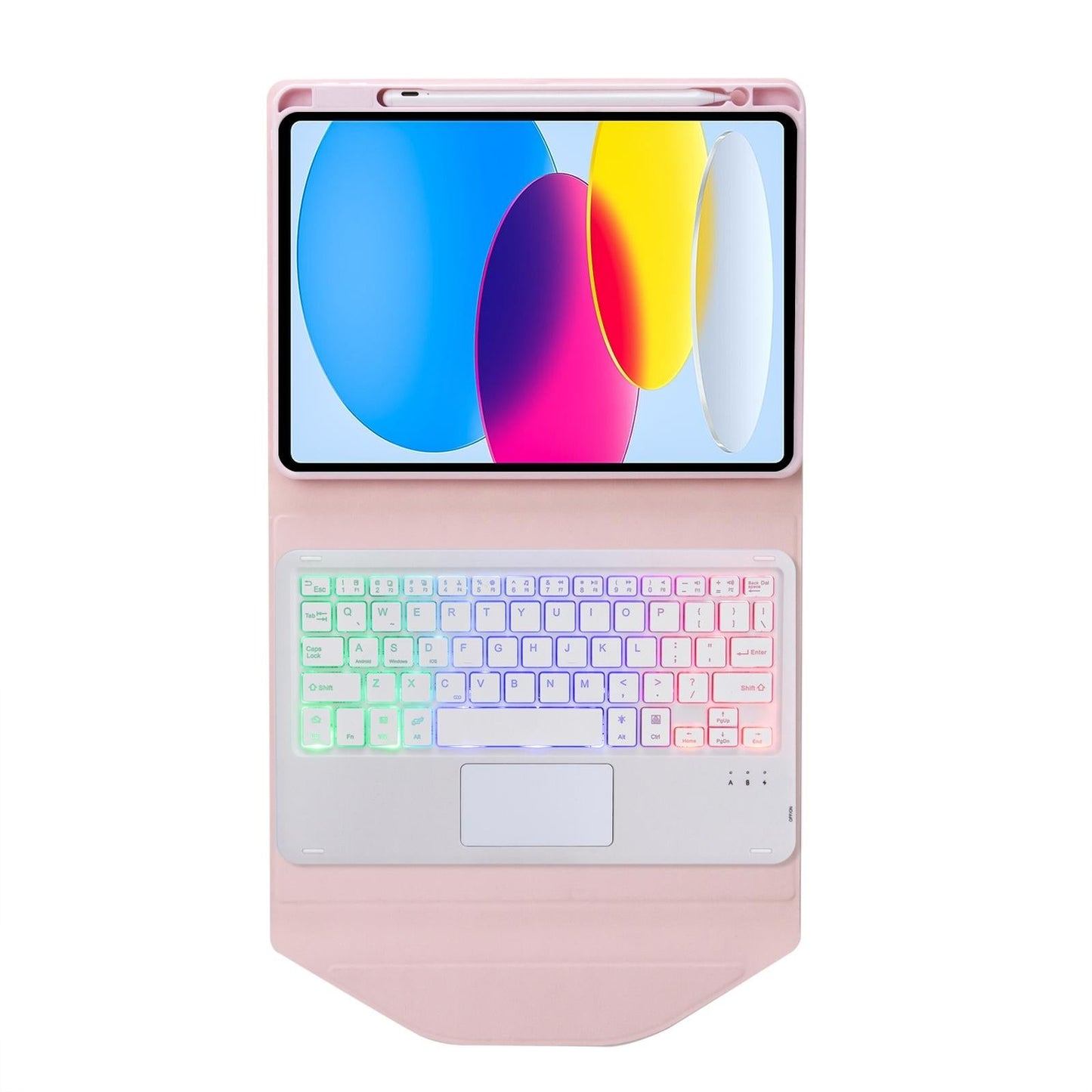 Touchpad Bluetooth Keyboard Leather Tablet Case With Pen Slot And Backlight - Black