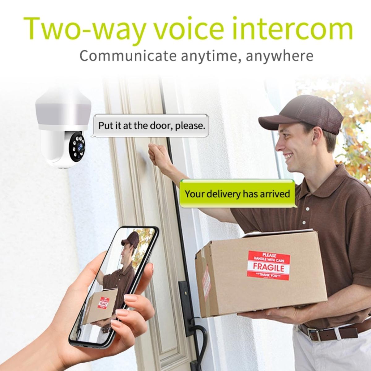 Smart Night Vision Camera With Motion Tracking And Voice Intercom - White