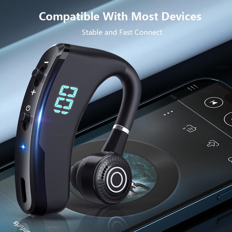 V9s Wireless Earphones with Noise Cancellation and Led Display - Black Single Ear
