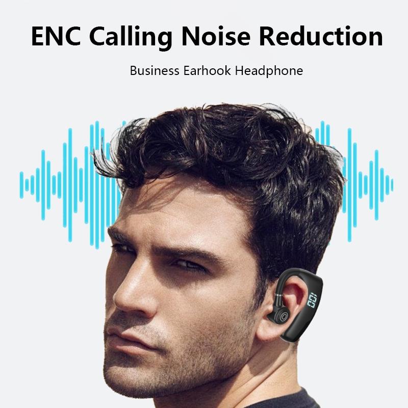 V9s Wireless Earphones with Noise Cancellation and Led Display - Black Single Ear