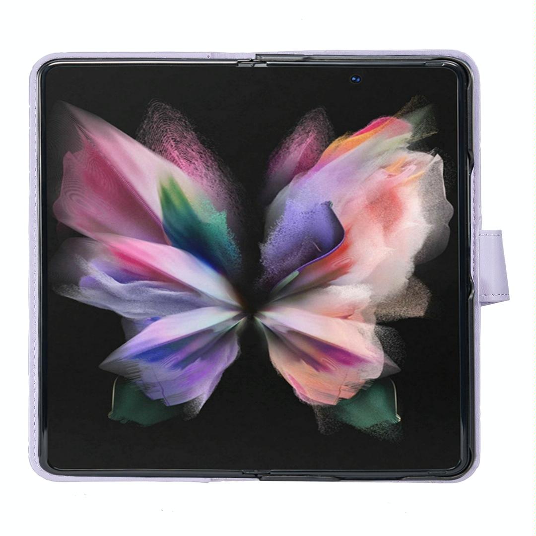 For Samsung Galaxy Z Fold4 5G Samsung Fold 4 Diamond Lattice Wallet Case - Sleek And Stylish - Black