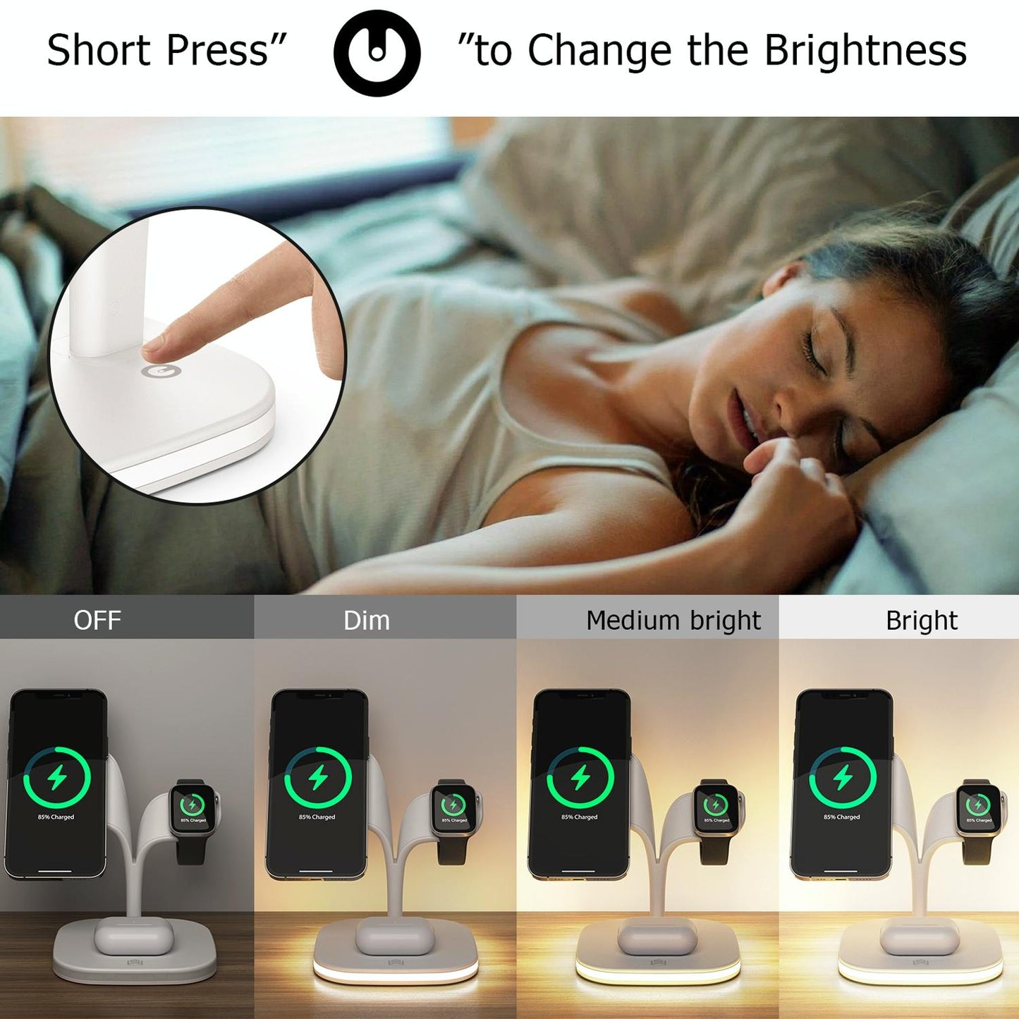 15W 5 In 1 Magnetic Wireless Charger With Stand - Black