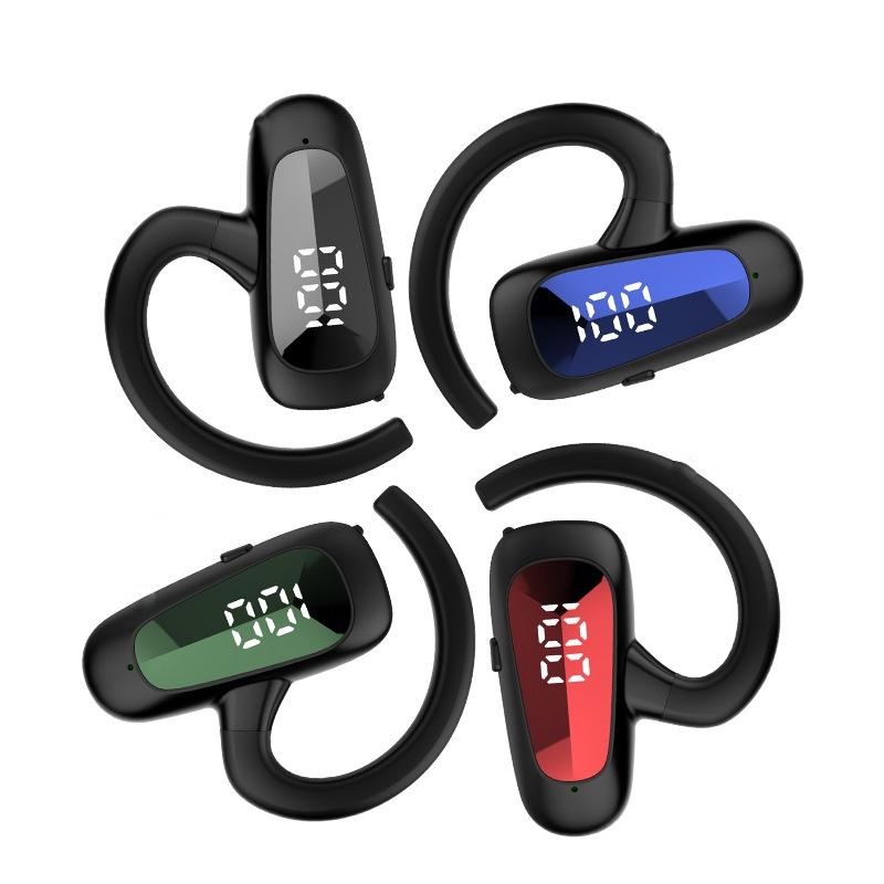 Digital Display Bluetooth Earphones - Bone Conduction Stereo - Black