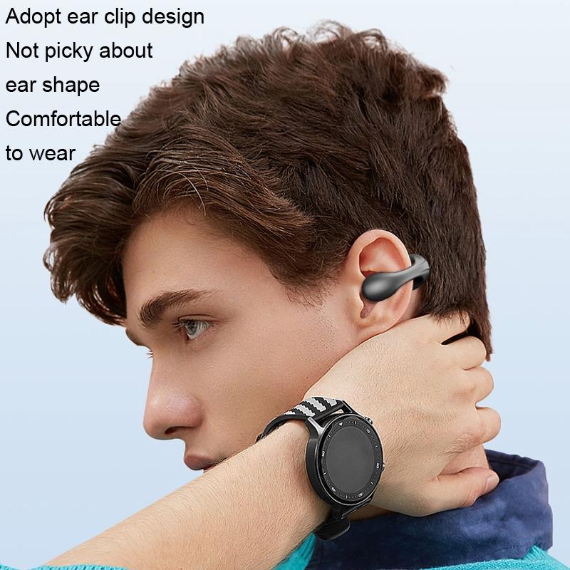 Mini Bone Conduction Bluetooth Earphone for Running and Sports - Black