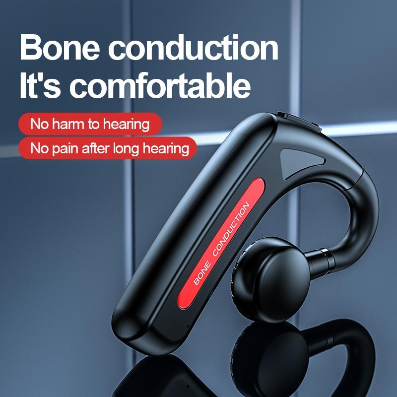 Wireless Bone Conduction Bluetooth Headset - Hanging Ear Design - Black