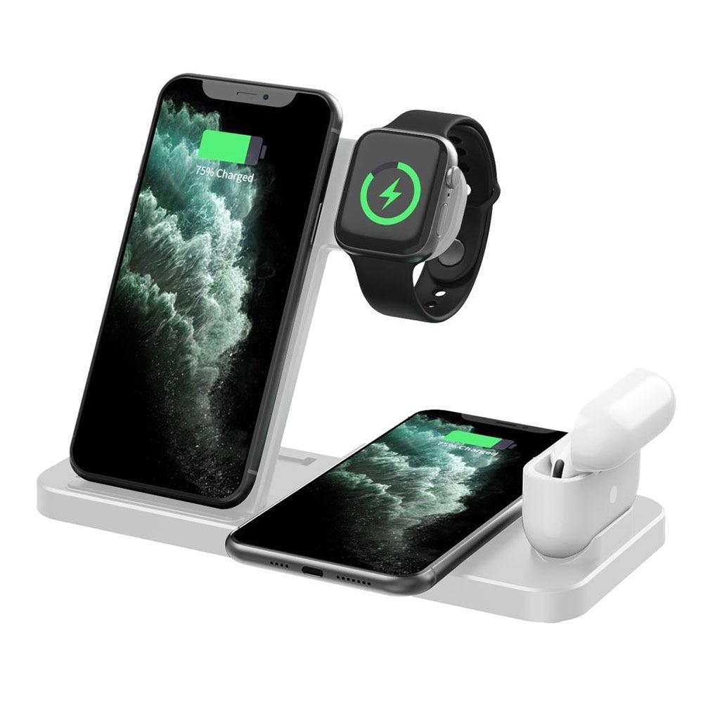 Foldable 4 In 1 Wireless Charger For Mobile Devices - Black