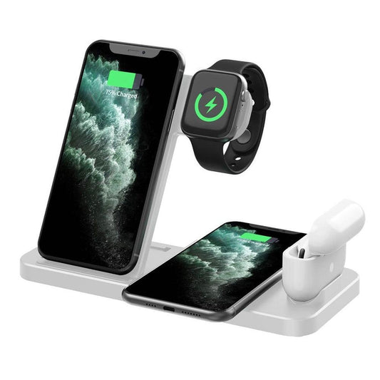 Foldable 4 In 1 Wireless Charger For Mobile Devices - Black