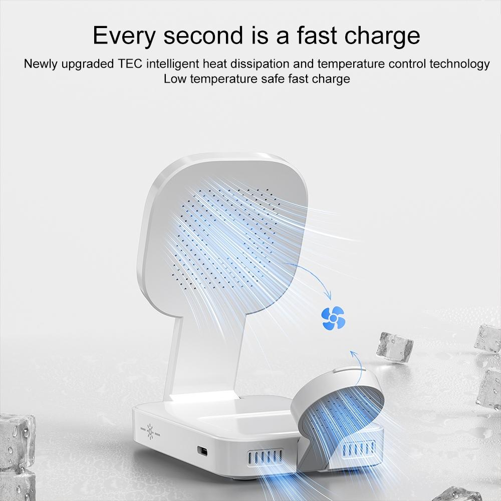 3 In 1 Magnetic Wireless Charger With Led Light - Black