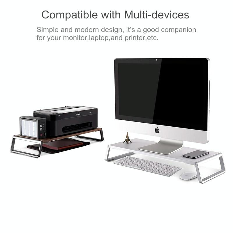Metal Feet Monitor Stand for Imac Macbook Lcd Printer - Dark Wood Grain