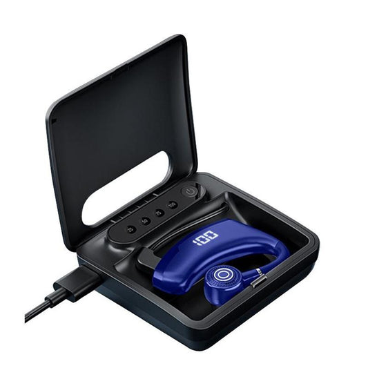 Wireless Bluetooth Headset with Digital Display and Charging Bin - Black