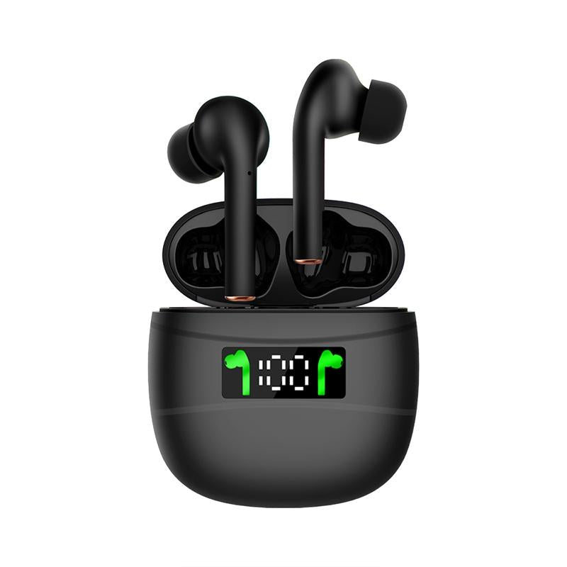 Waterproof Wireless Bluetooth Earbuds with Led Display and Hifi Sound - Black