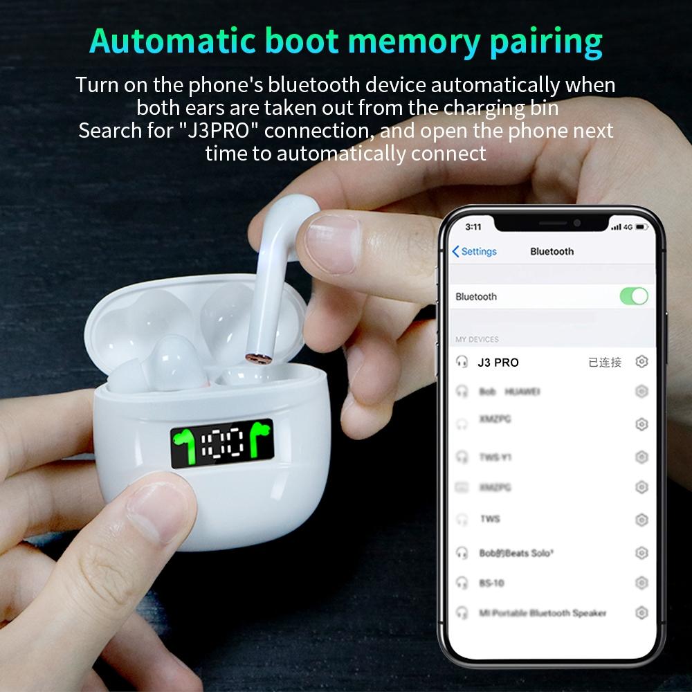 Waterproof Wireless Bluetooth Earbuds with Led Display and Hifi Sound - Black