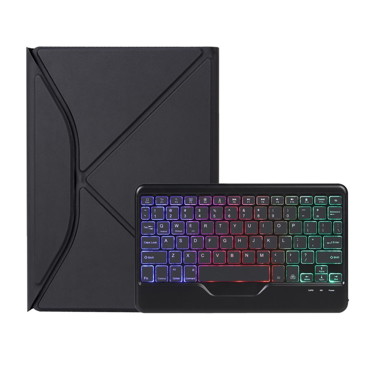 Bluetooth Keyboard Leather Tablet Case With Pen Slot And Backlight - Black