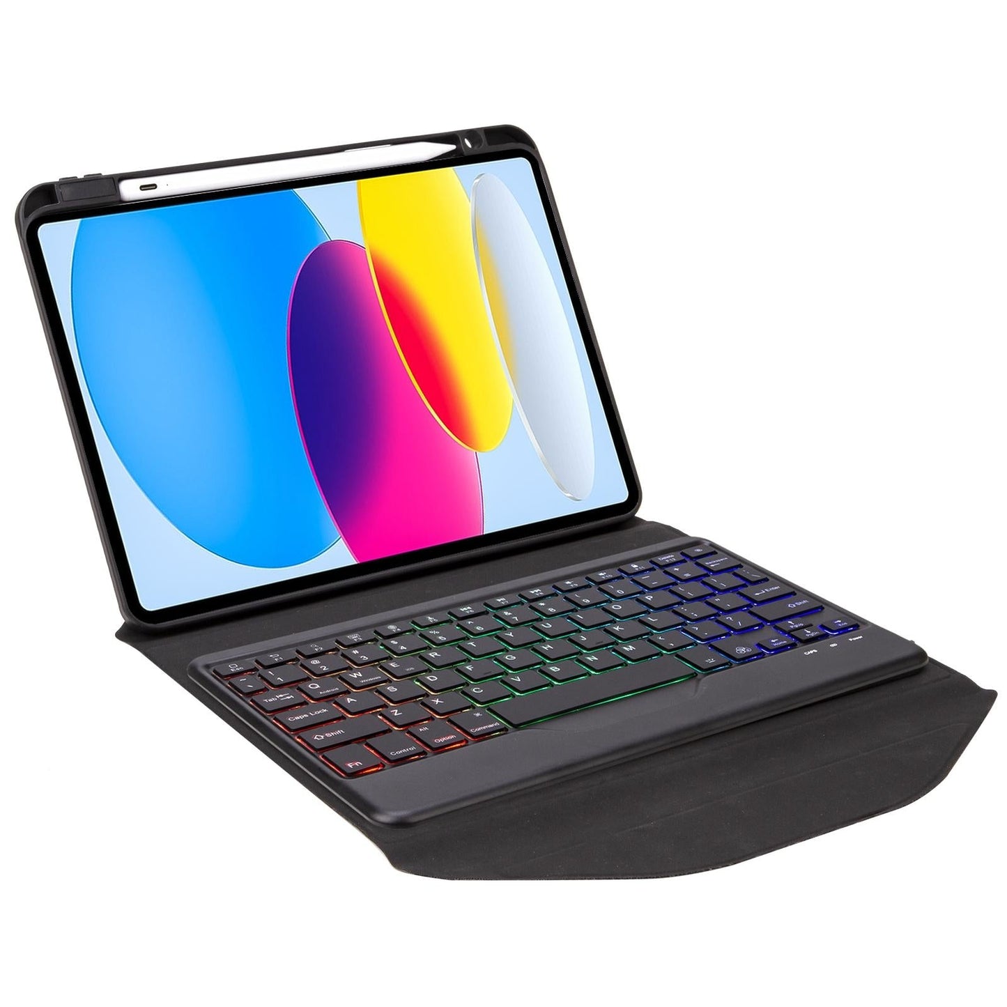 Bluetooth Keyboard Leather Tablet Case With Pen Slot And Backlight - Black