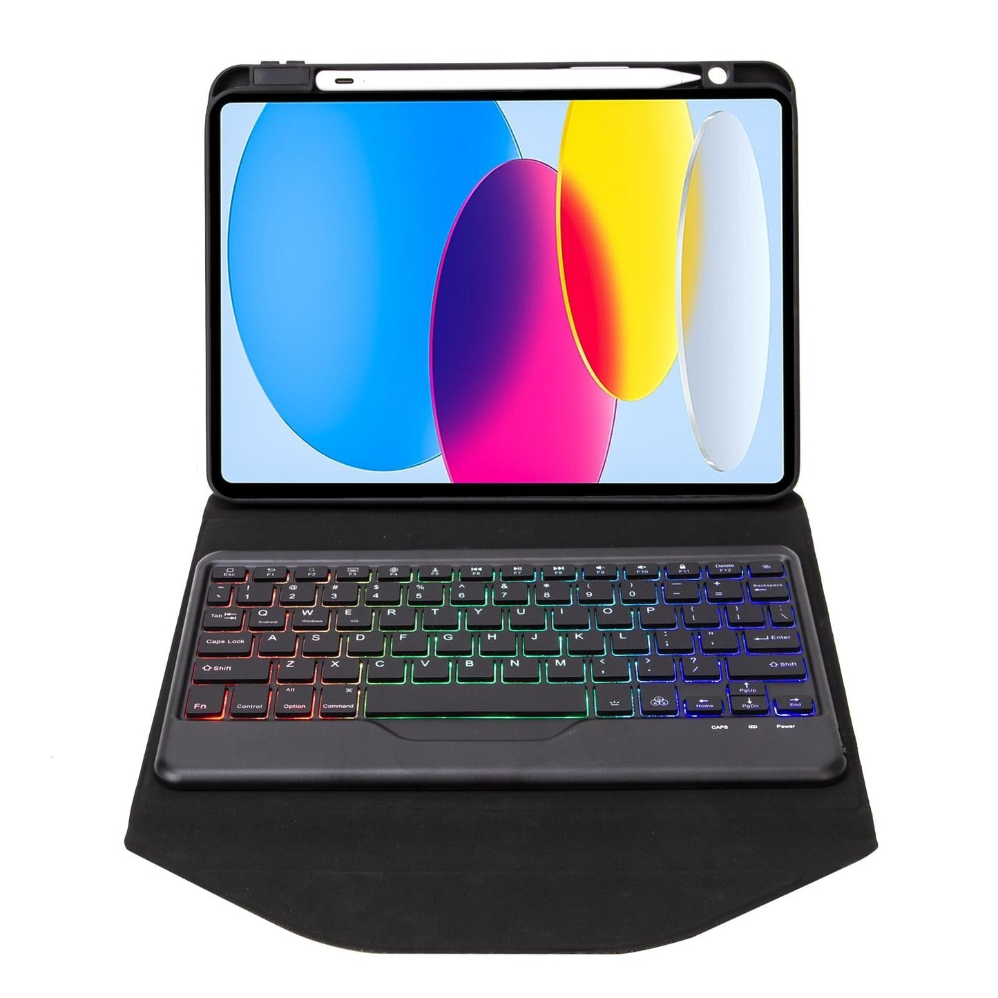 Bluetooth Keyboard Leather Tablet Case With Pen Slot And Backlight - Black