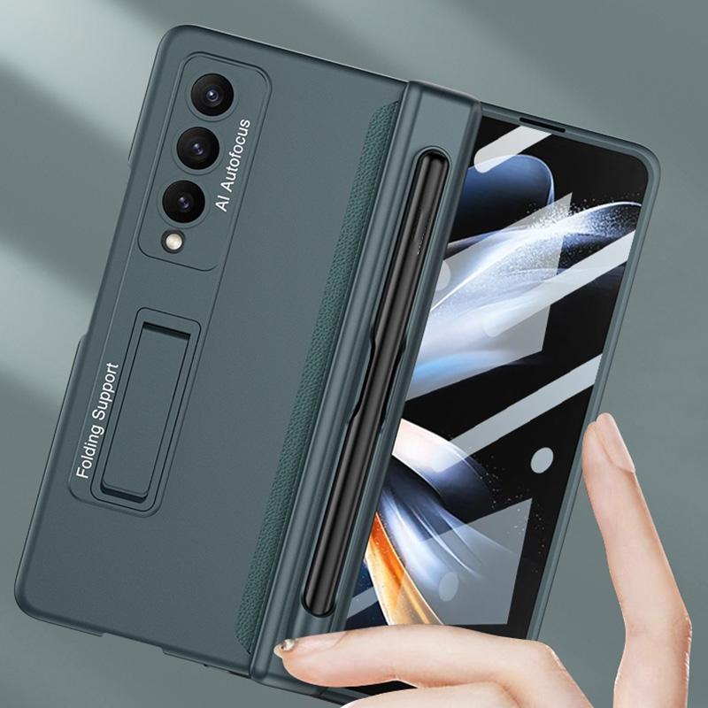 For Samsung Galaxy Z Fold4 5G Foldable Magnetic Flip Case With Holder & Pen Slot - Gkk - Grey
