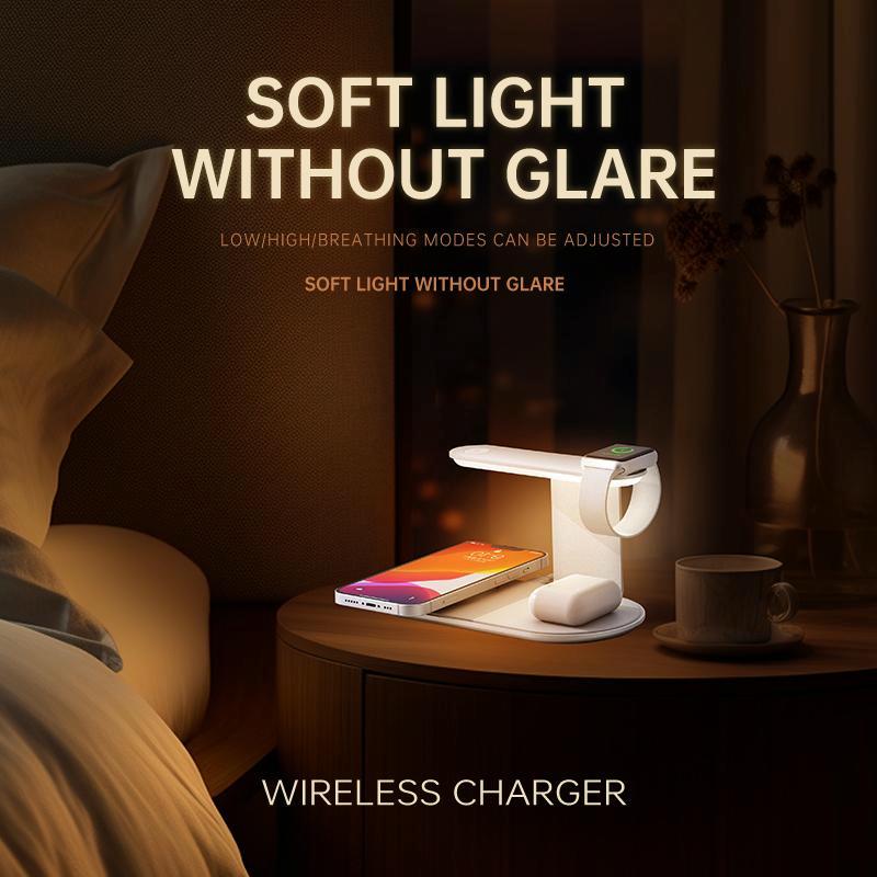 3 In 1 Wireless Charger With Night Light 15W - Black