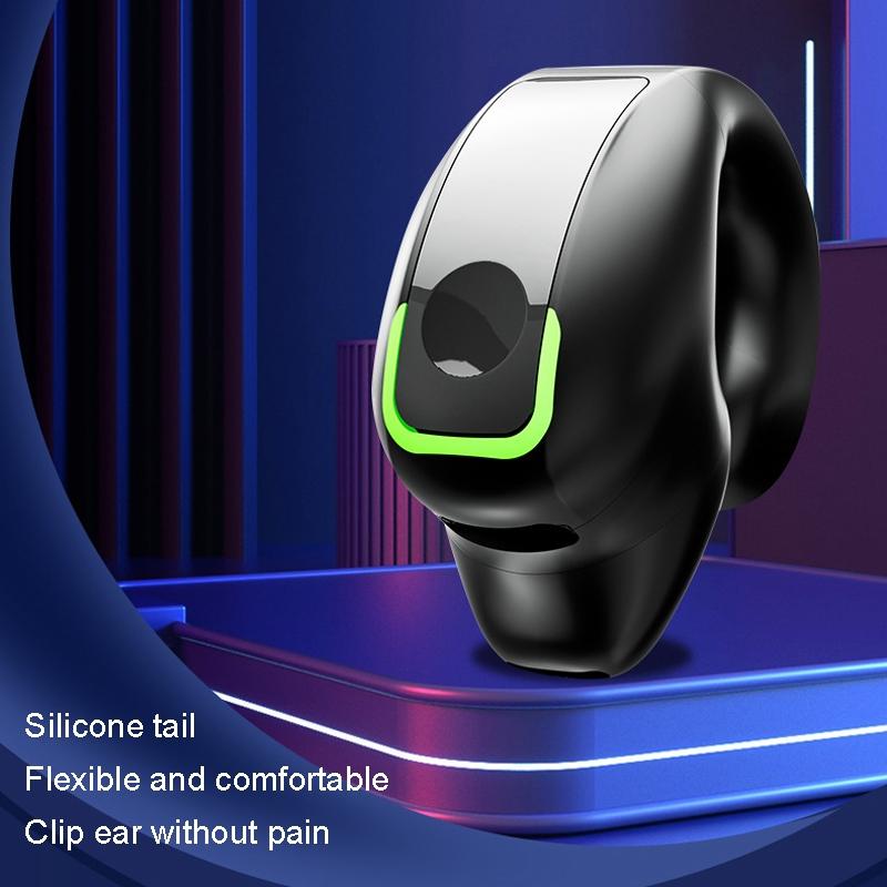 Lightweight Waterproof Bluetooth Earphone with Clip - Single-ear - Black