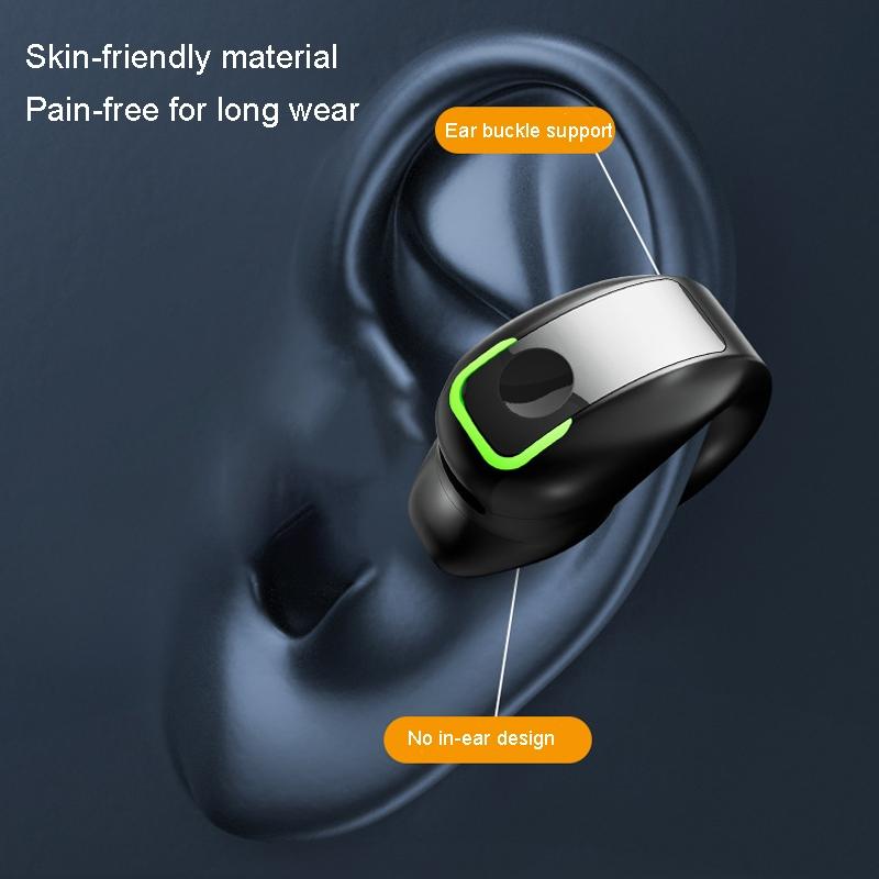 Lightweight Waterproof Bluetooth Earphone with Clip - Single-ear - Black