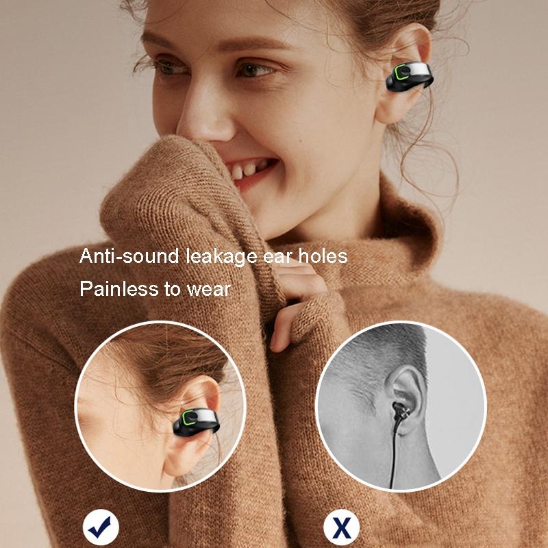 Lightweight Waterproof Bluetooth Earphone with Clip - Single-ear - Black