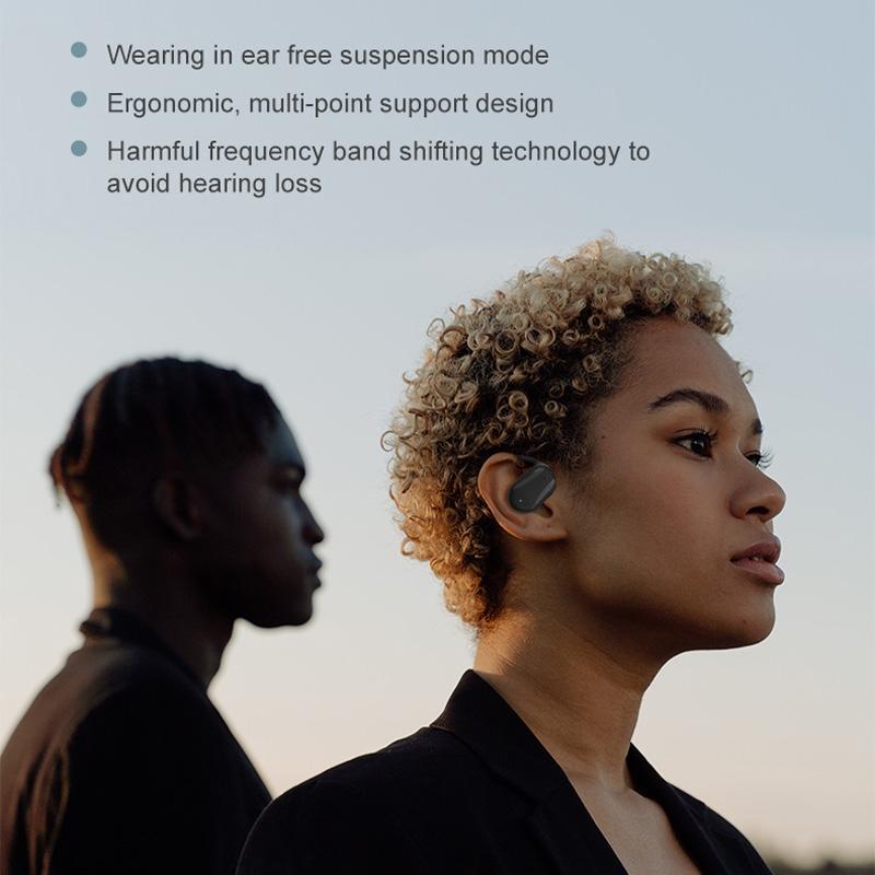 Black Yj77 Bluetooth 5.2 Ear-mounted Bone Conduction Headset for Left Ear - Left Ear Black