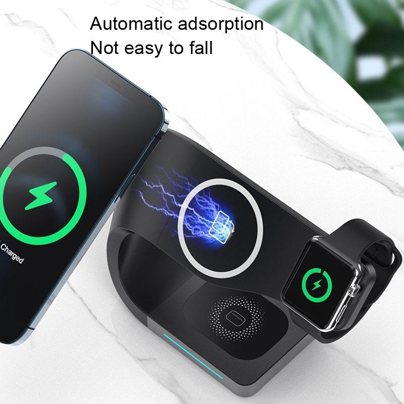 4 In 1 Wireless Charger For Phone Watch Airpods - Black