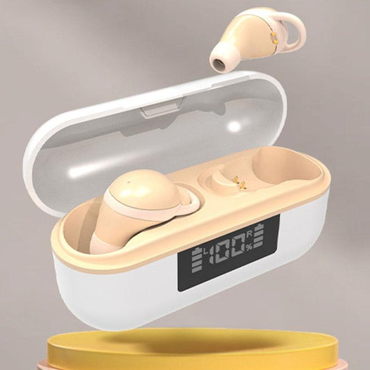 Wireless Noise-cancelling Earbuds with Digital Display and Charging Case - White