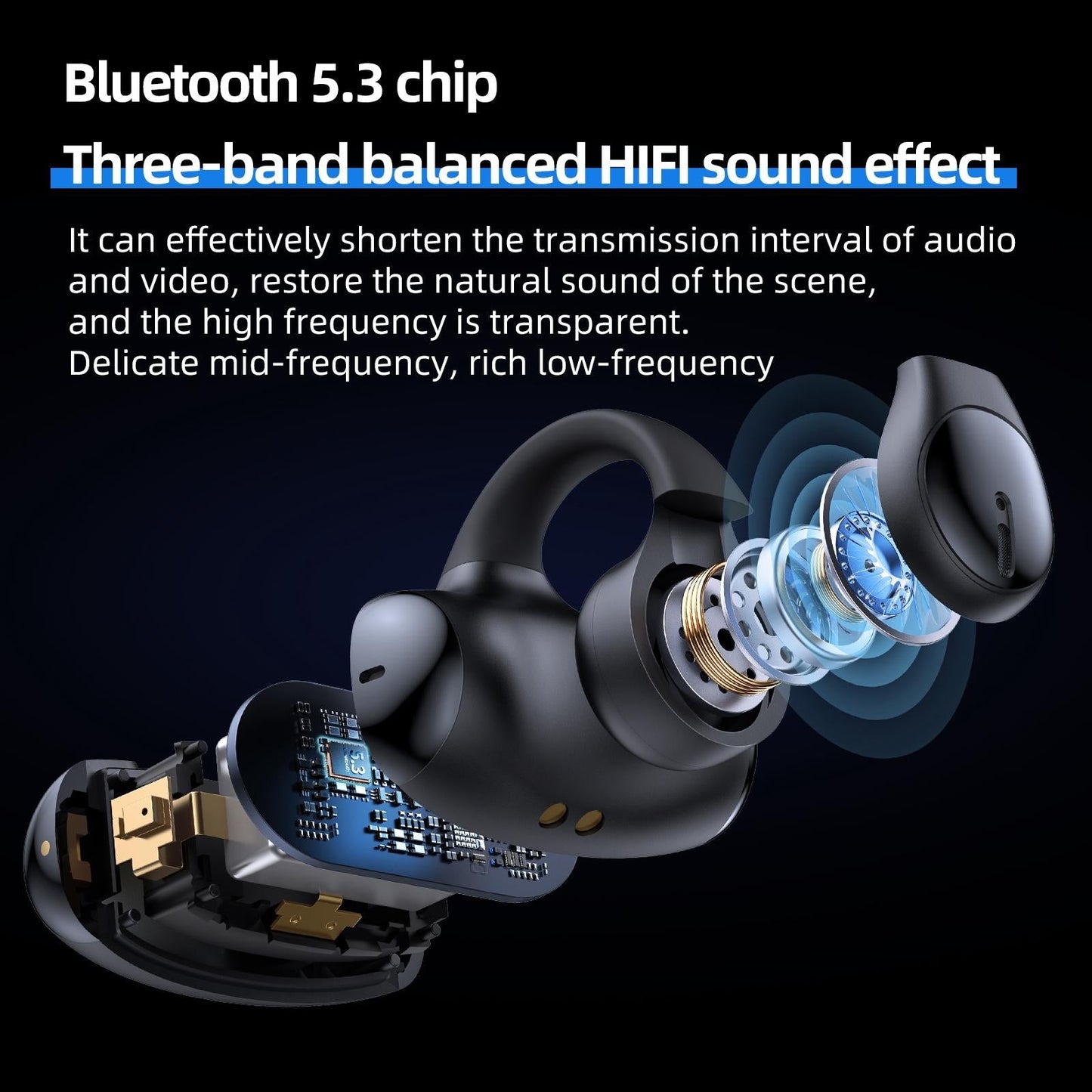Wireless Bluetooth Earphone - Ear-mounted T306 - Black