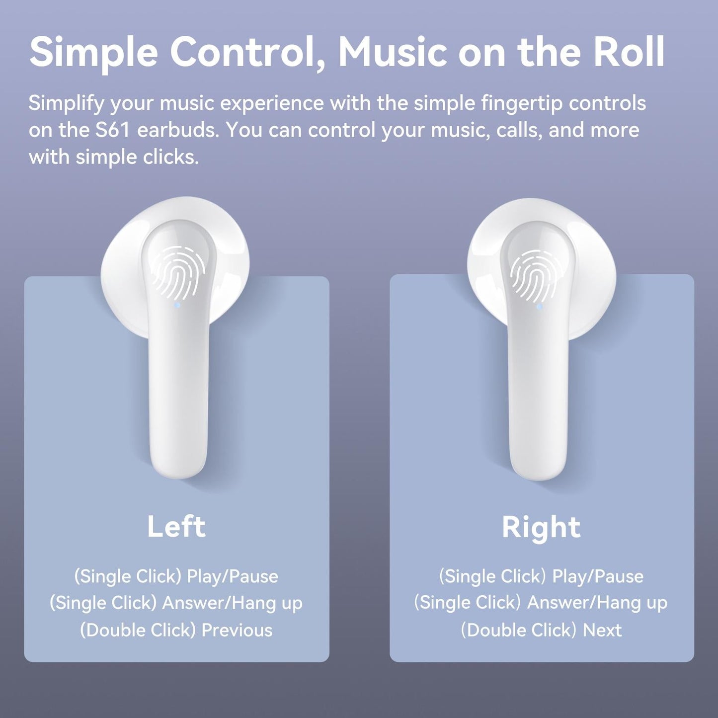True Wireless Stereo Bluetooth Earphones - S61 - White