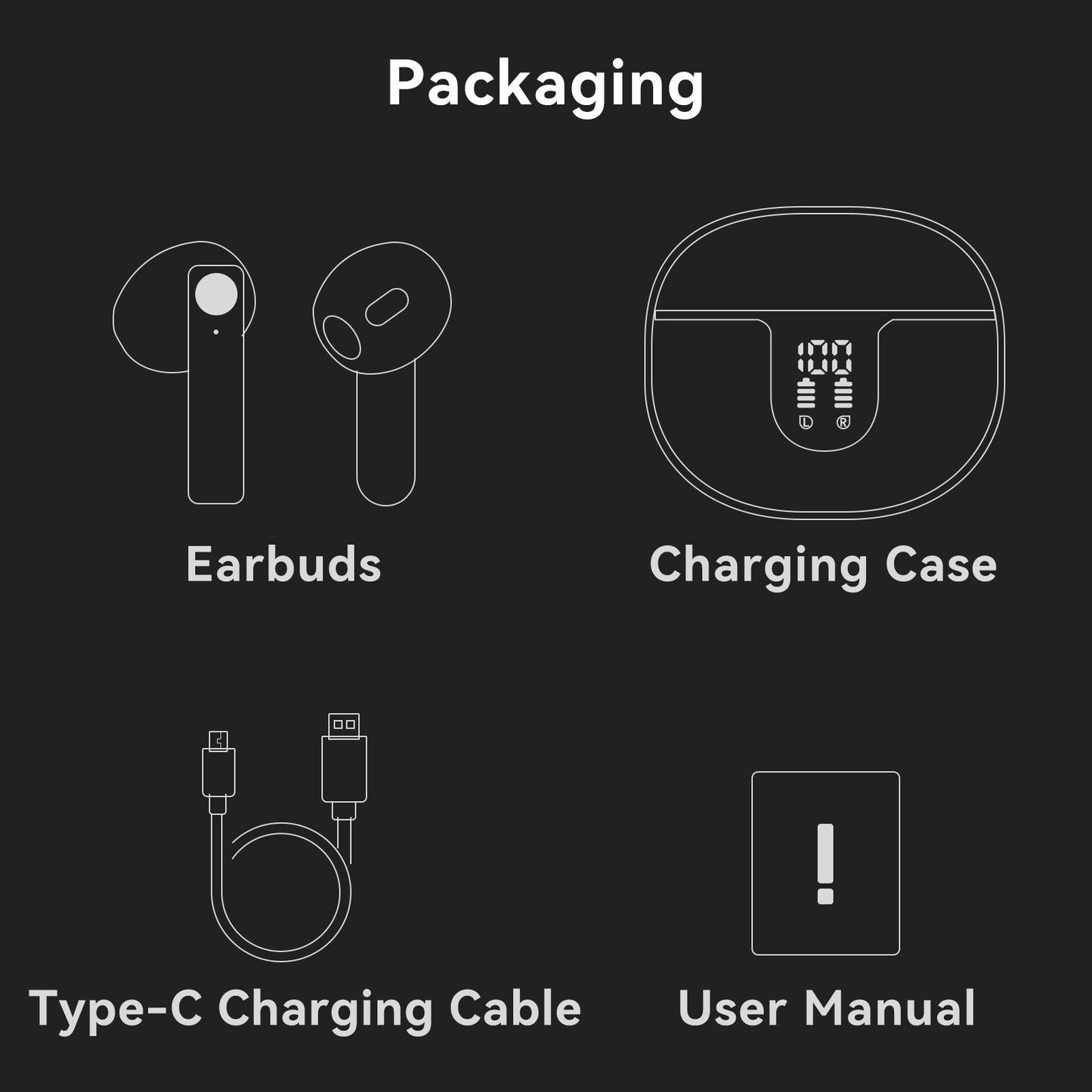 True Wireless Stereo Bluetooth Earphones - S61 - White