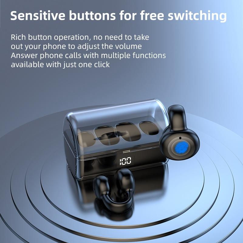 Wireless Earphones with Digital Display and Charging Case - Black