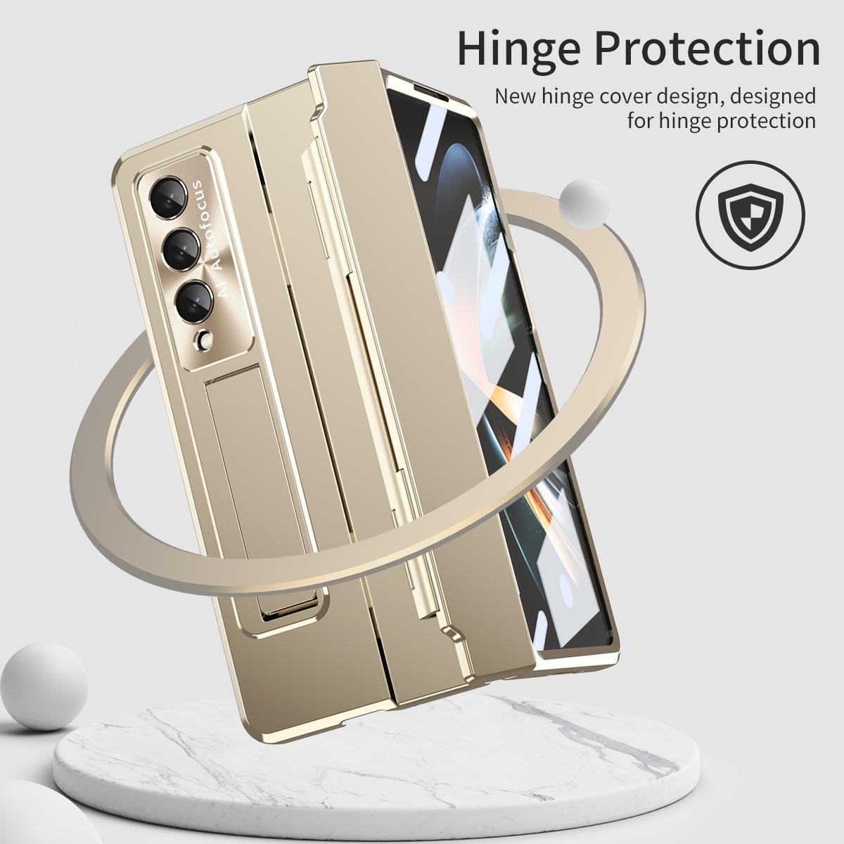 For Samsung Galaxy Z Fold4 5G Folding Case With Integrated Hinge - Rose Gold