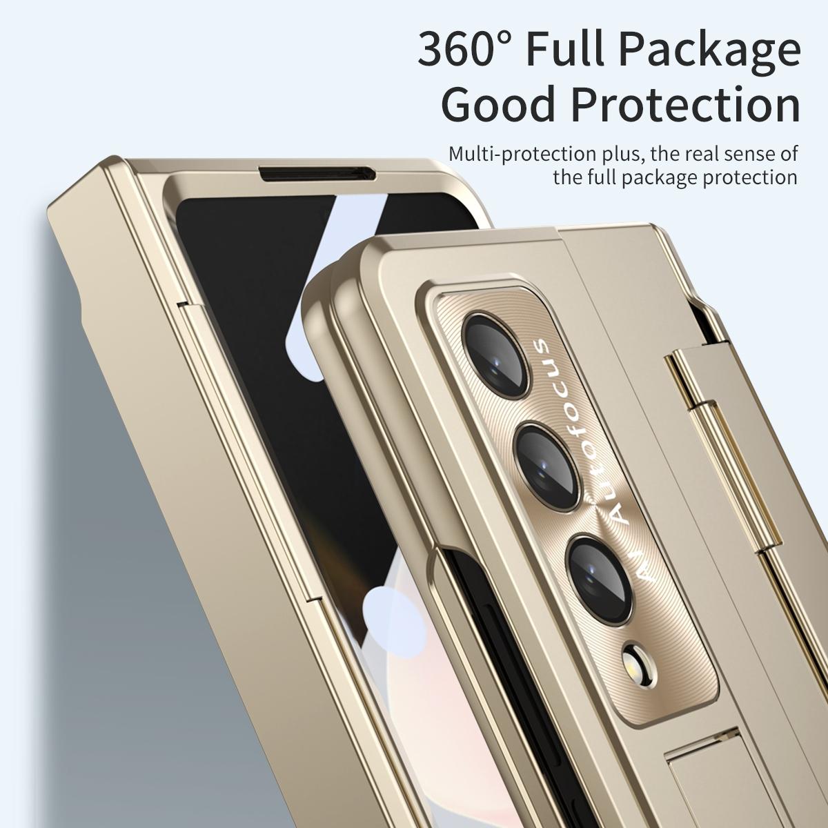 For Samsung Galaxy Z Fold4 5G Folding Case With Integrated Hinge - Rose Gold