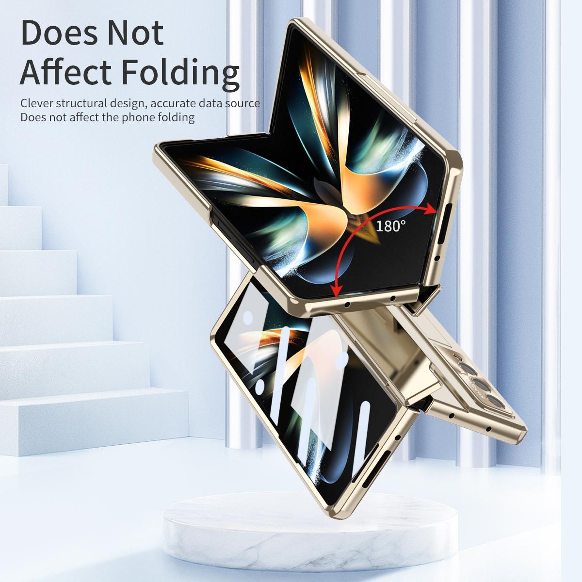 For Samsung Galaxy Z Fold4 5G Folding Case With Integrated Hinge - Rose Gold