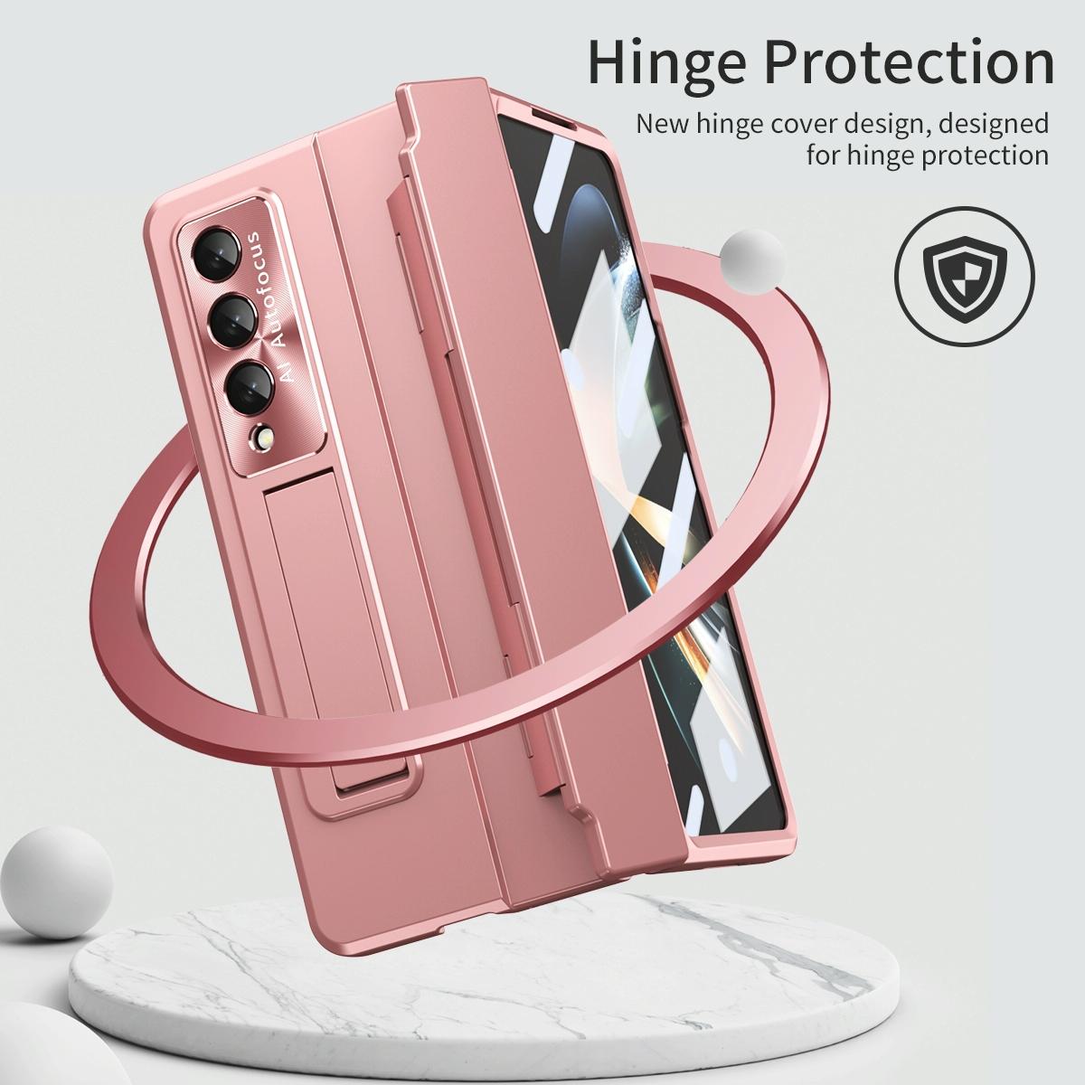 For Samsung Galaxy Z Fold4 5G Folding Case With Integrated Hinge - Rose Gold