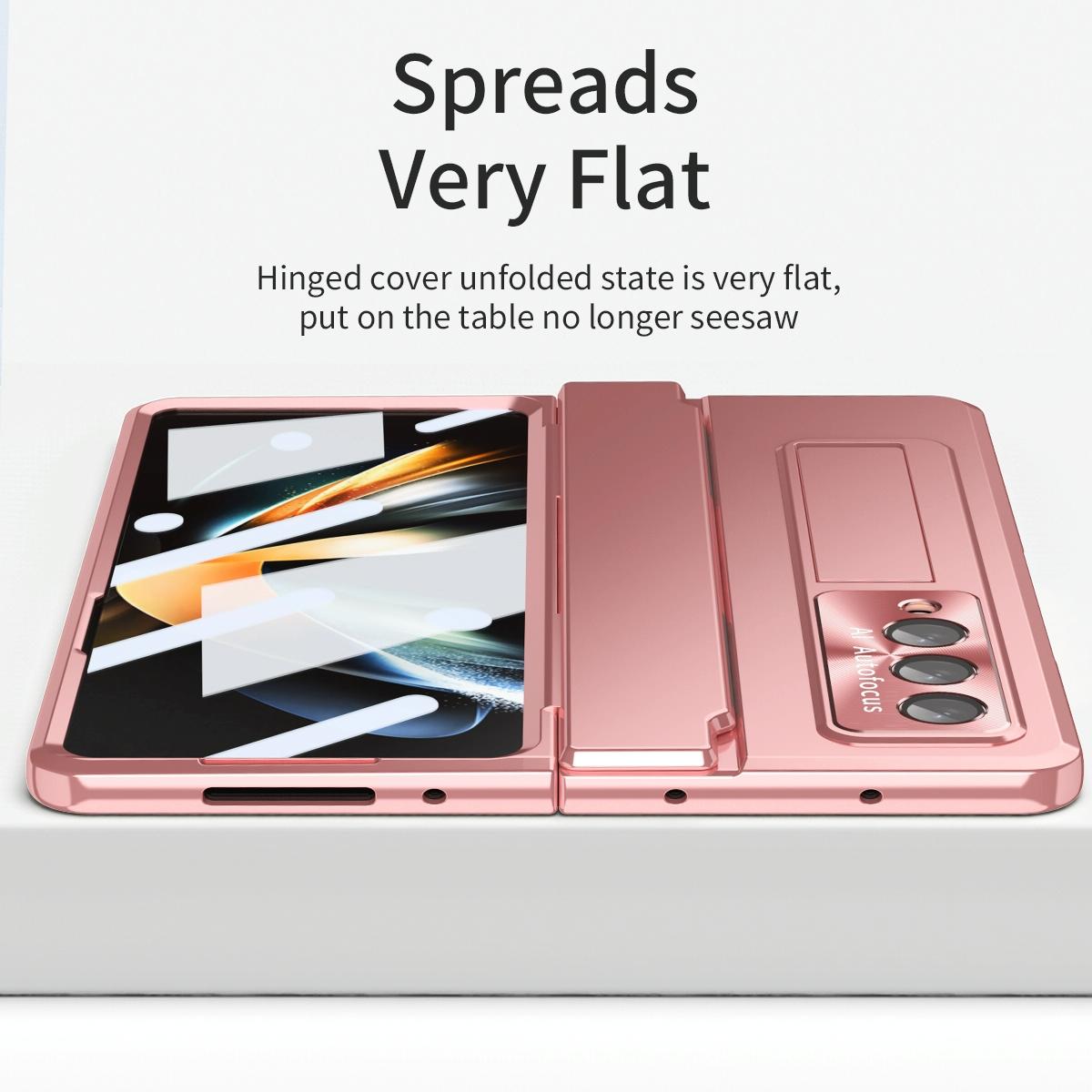 For Samsung Galaxy Z Fold4 5G Folding Case With Integrated Hinge - Rose Gold