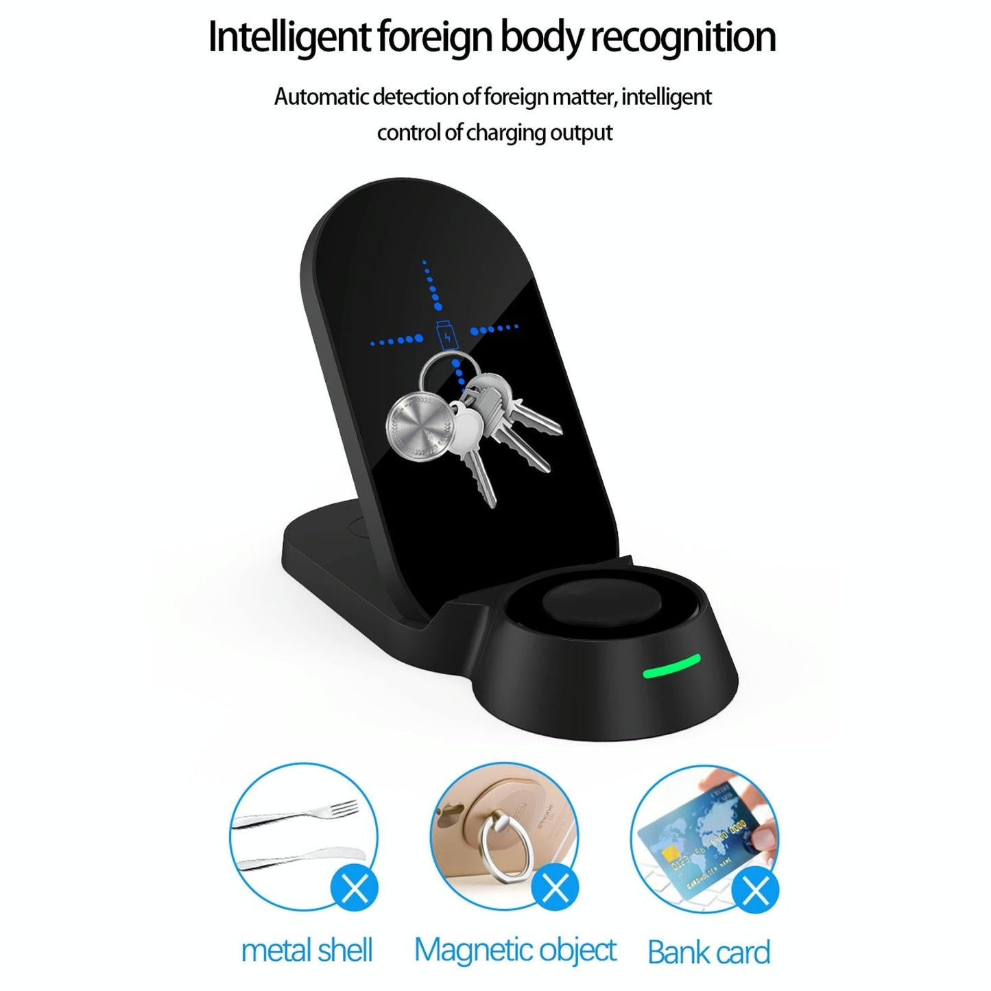 3 In 1 Foldable Wireless Charger For Smart Devices - Black