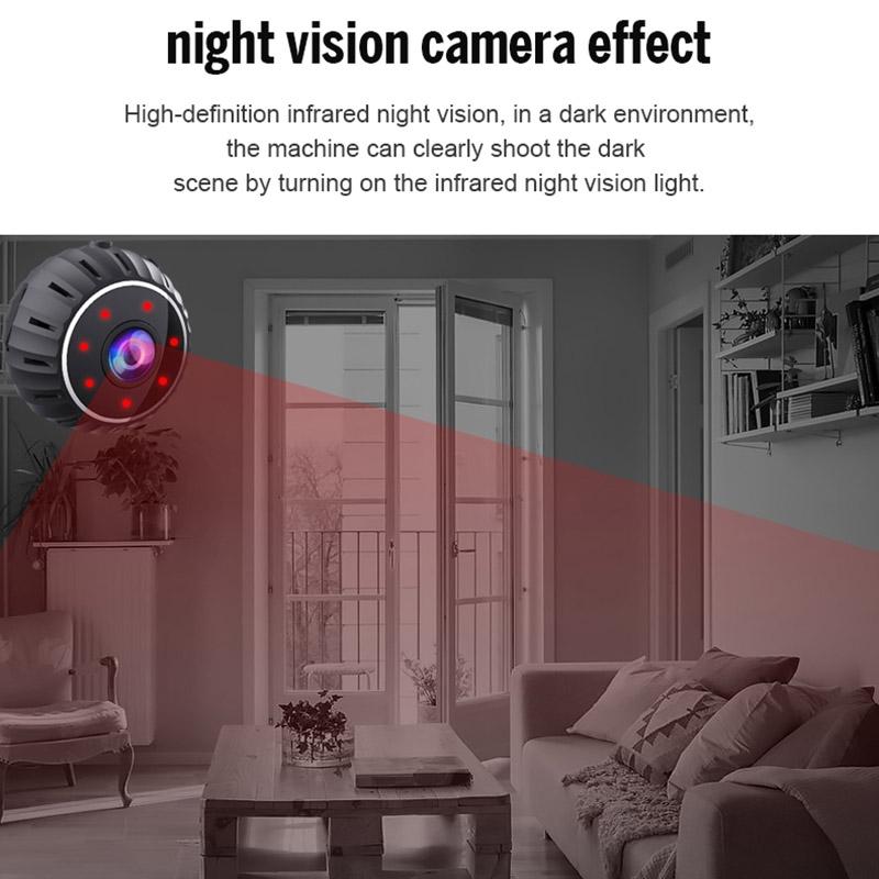 Mini Wifi Camera With Infrared Night Vision And Base - Black