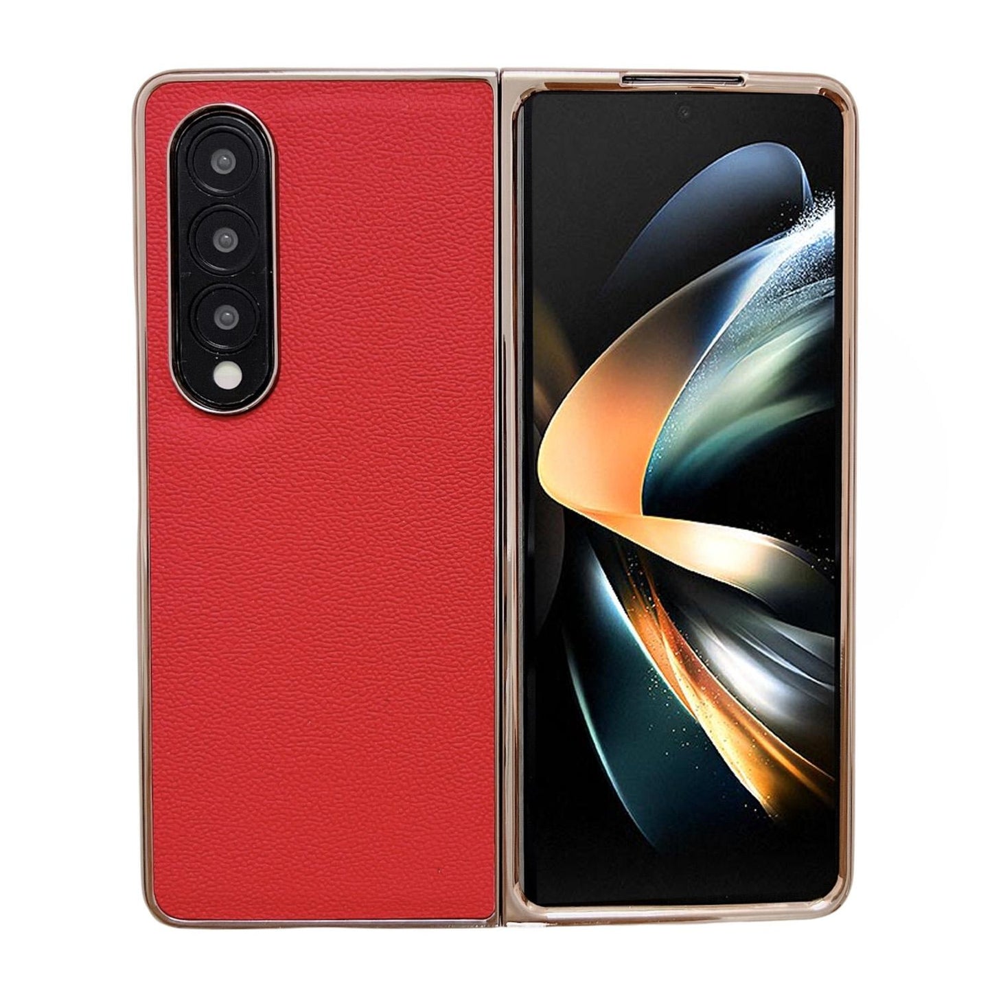 For Samsung Galaxy Z Fold4 5G Leather Phone Case - Nano Plating - Black