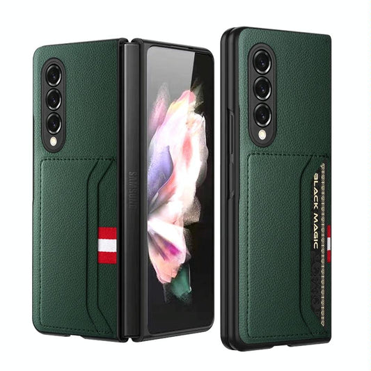 For Samsung Galaxy Z Fold4 5G Litchi Texture Microfiber Case - Green