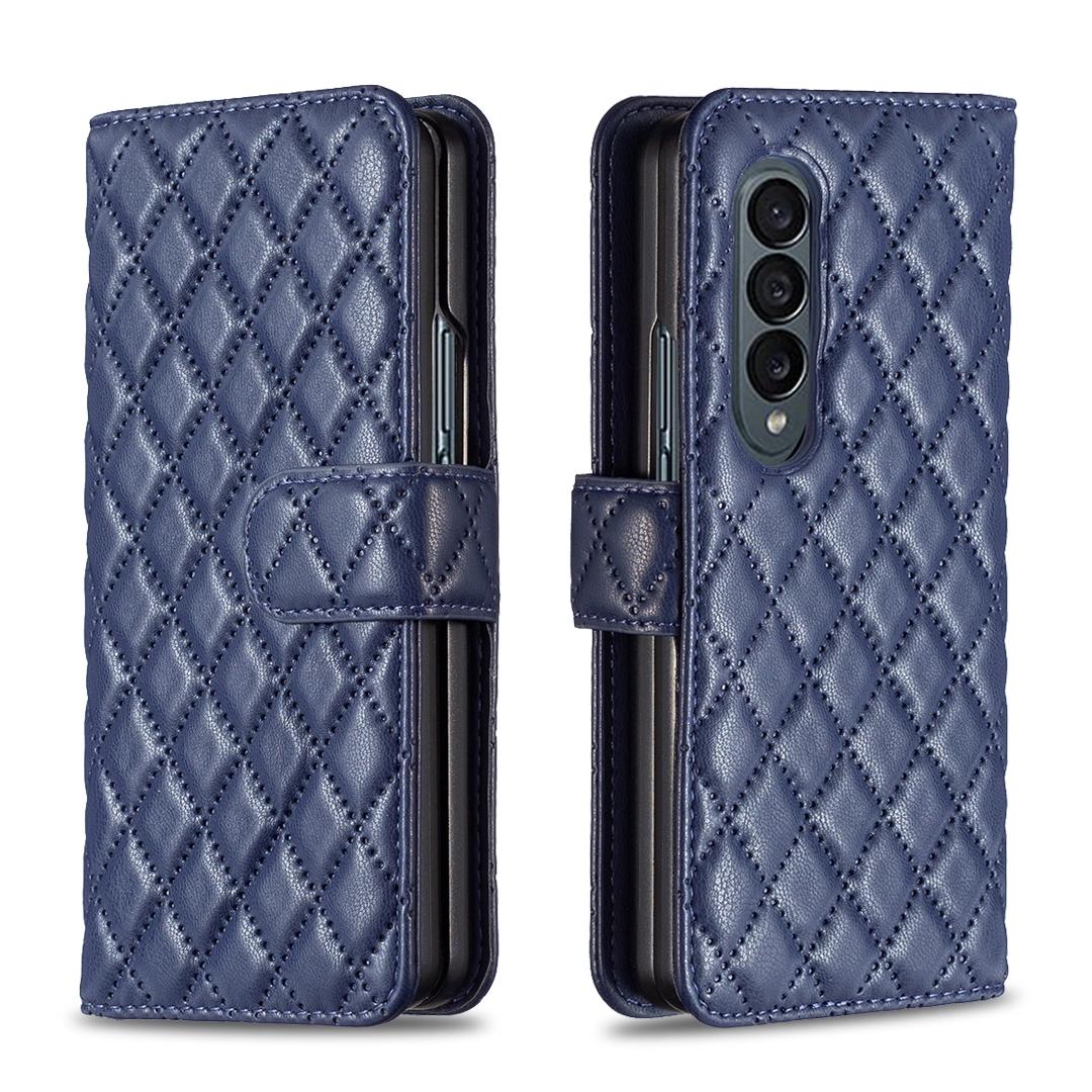 For Samsung Galaxy Z Fold4 5G Diamond Lattice Flip Wallet Case - Black
