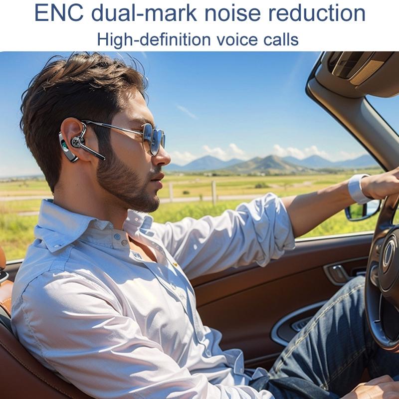 Bone Conduction Gaming Bluetooth Earphones with Noise Reduction - Black