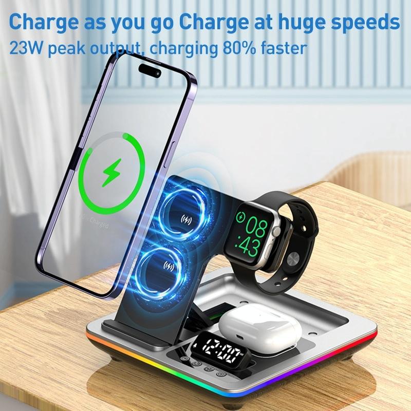 15W 5 In 1 Foldable Wireless Charger Stand - Black