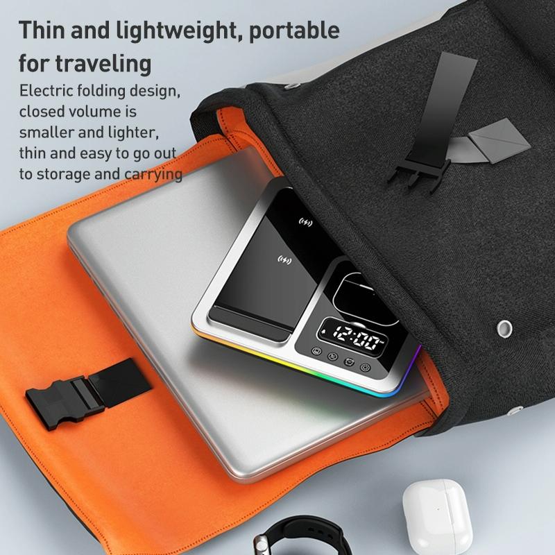 15W 5 In 1 Foldable Wireless Charger Stand - Black