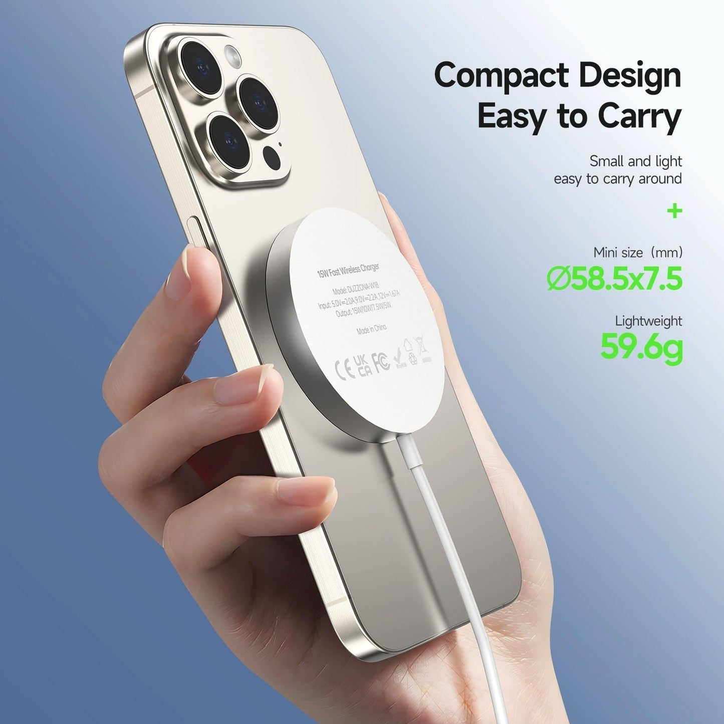 15W Magnetic Suction Wireless Charger White