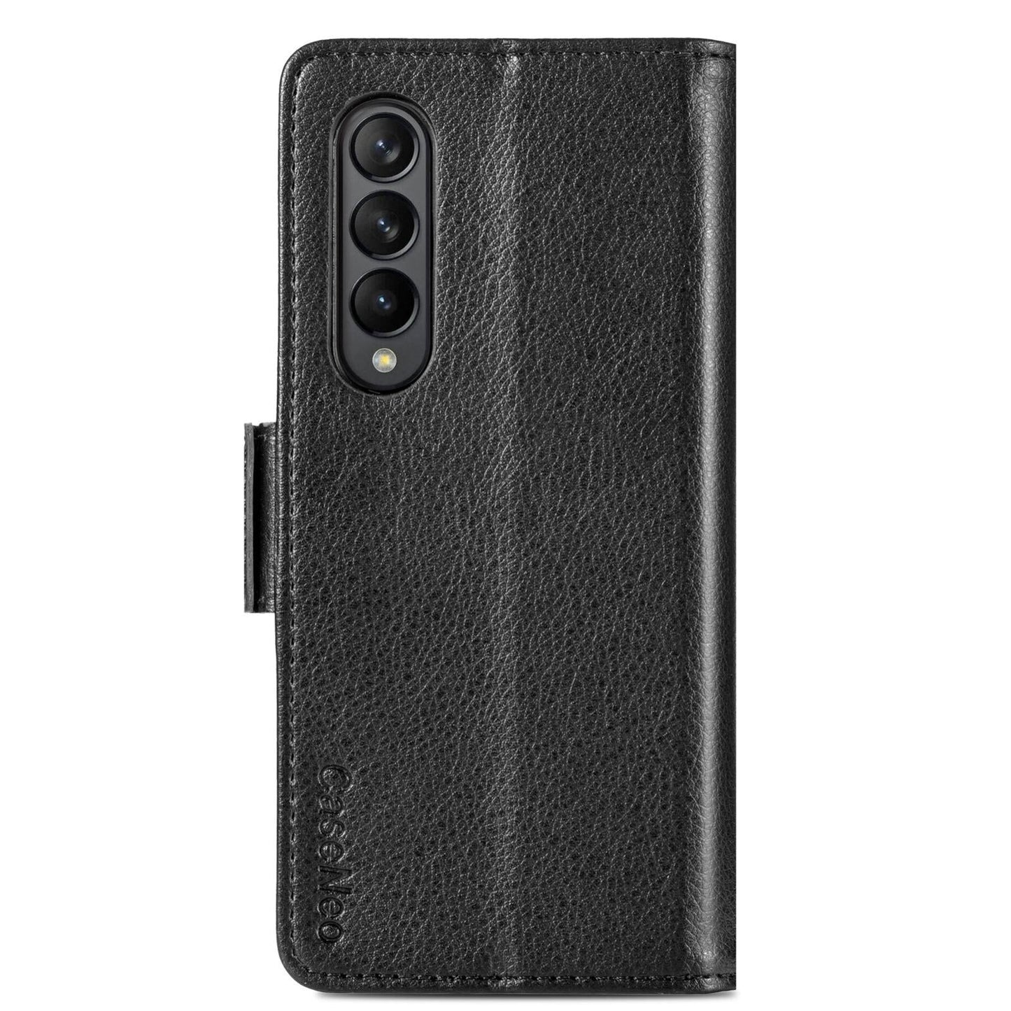 For Samsung Galaxy Z Fold4 5G Litchi Pattern Case With Pen And Card Slots - 4 - Black