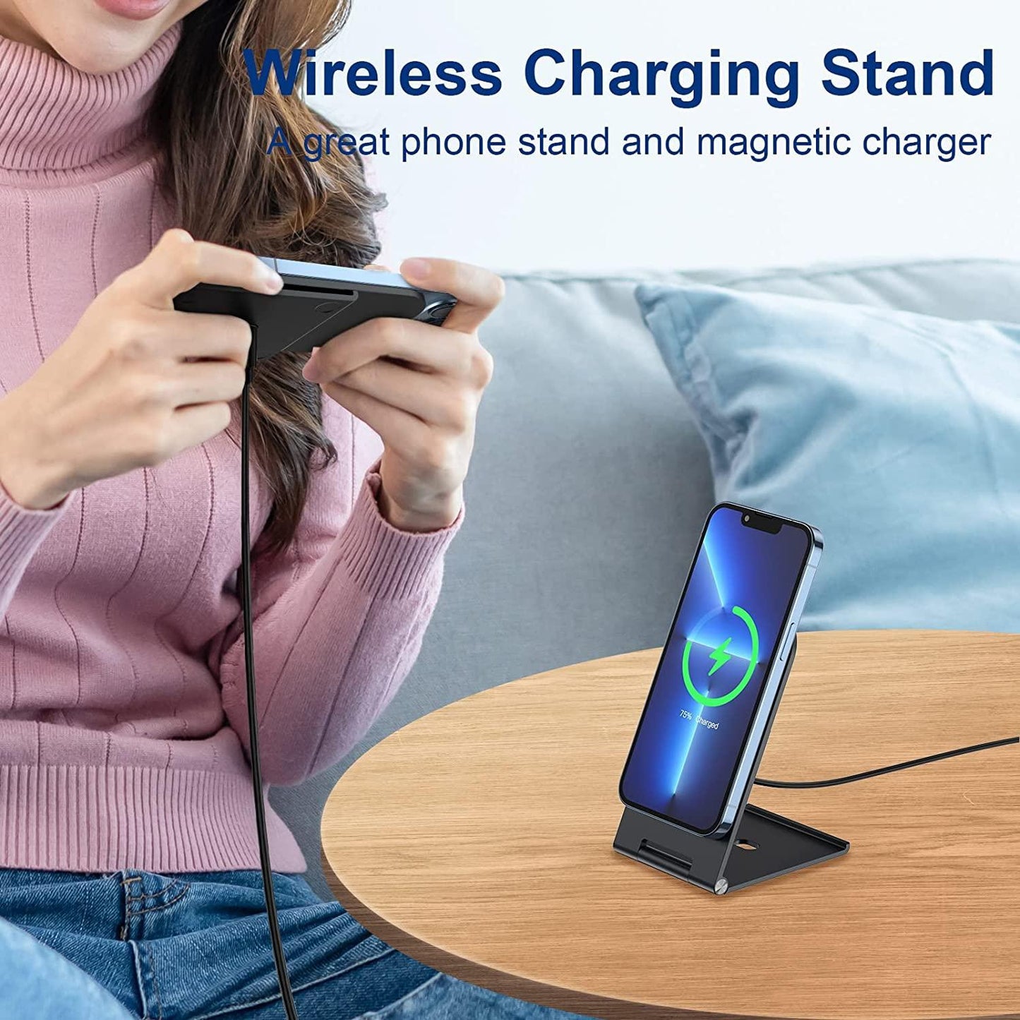 15W Magnetic Wireless Charger For Iphone 12+ - Black