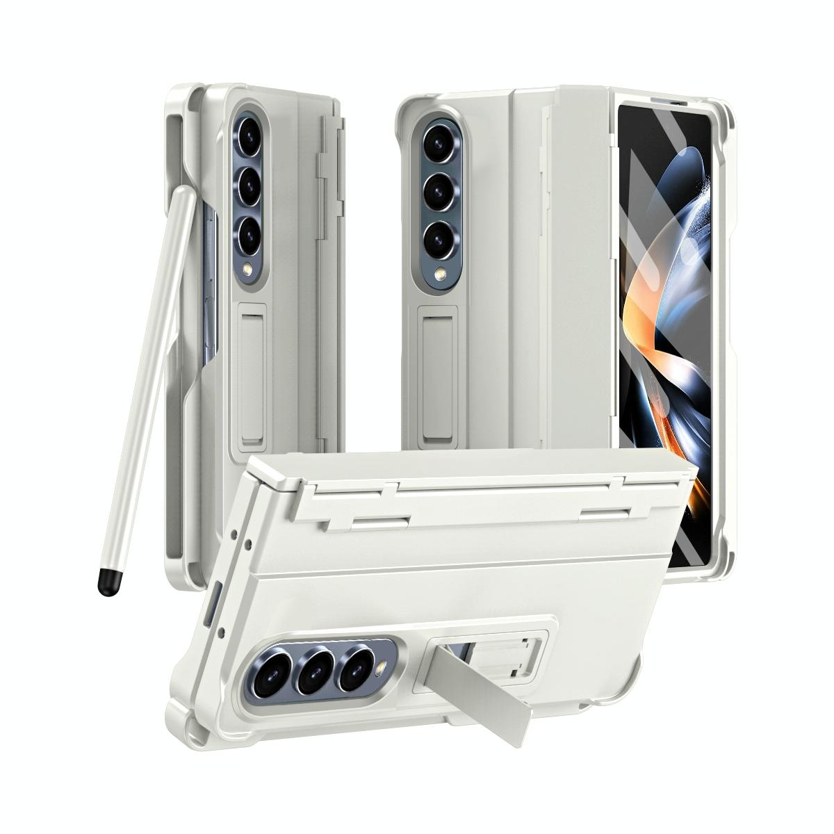 For Samsung Galaxy Z Fold4 5G Shockproof Diamond Case With Hinge And Pen - White
