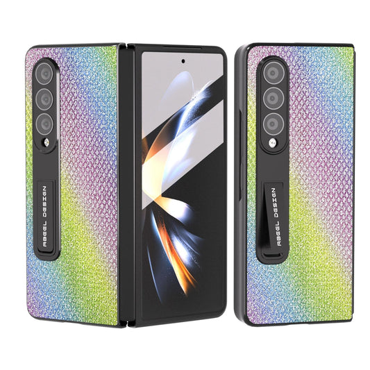 For Samsung Galaxy Z Fold4 5G Diamond Edge Case With Holder - Rainbow